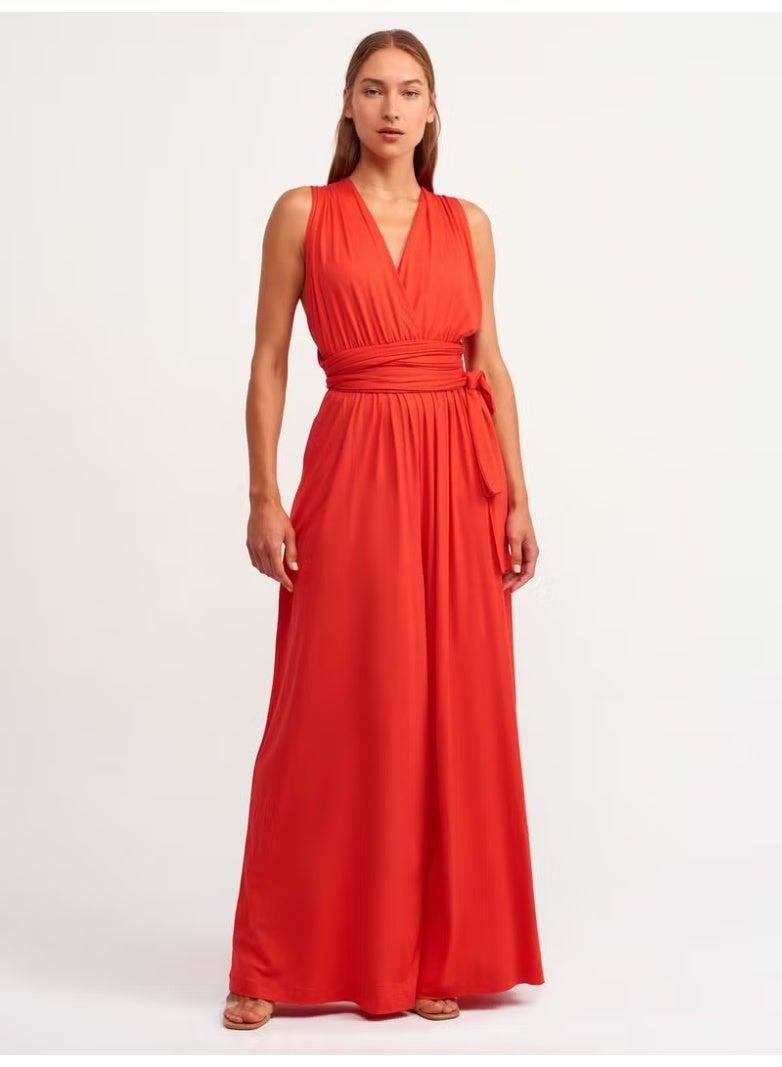Dilvin 7956 Halter Jumpsuit-Red - Image 4